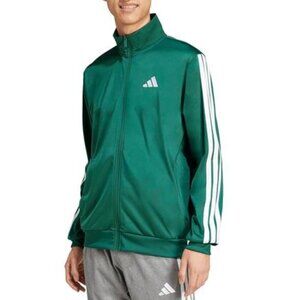Adidas mens 3-stripes Tricot Track Top Sport Jacket Green and White: